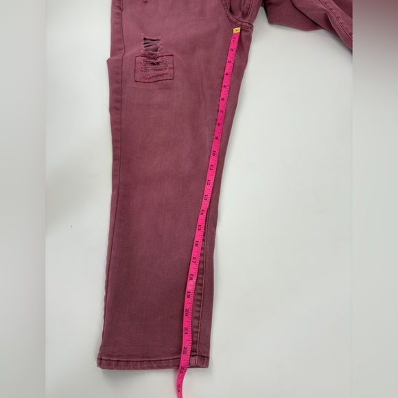 Vanilla Star Juniors burgundy Mid Rise Crop Jeans -13 - Picture 8 of 8